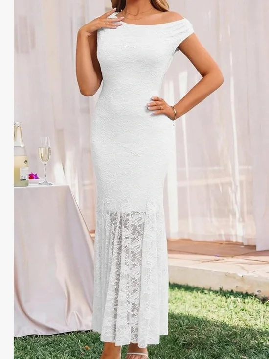 Elegant White Lace Maxi wedding dress - Picture 2 of 3